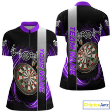 Load image into Gallery viewer, Personalized Purple Swirl Heartbeat Darts Shirt For Women Custom Darts Jersey Team Polo &amp; 1/4 Zip TDM6215