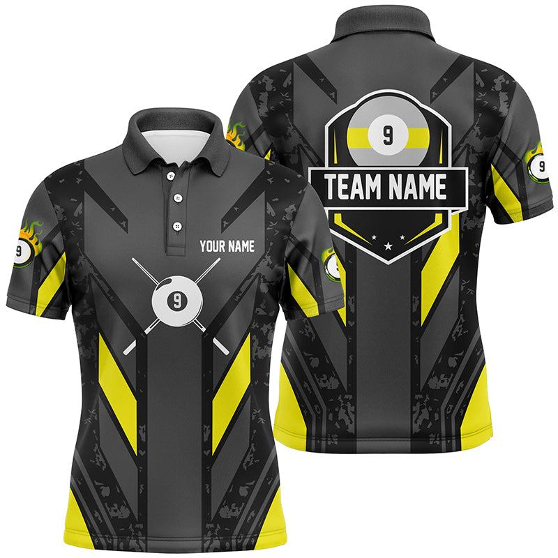 Yellow Billiard 9 Ball Pool Polo & Quarter-Zip Shirts For Men Custom Billiard Team Jerseys Attire TDM1720