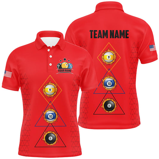 Personalized Billiard 8 Ball 9 & Ball 10 Ball Shirts For Men, Unique Team Jersey Red Billiard Shirt TDM2124
