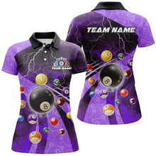 Load image into Gallery viewer, 3D Billiard Balls Pool Shirts For Women Customized Lightning Billiard Jerseys Shorts Sleeve |Purple TDM2379