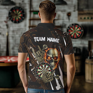 Personalized 3D Skull Darts Polo & 1/4 Zip Shirts For Men Custom Cool Darts League Team Jerseys TDM2391