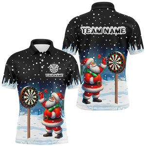 Funny Santa Playing Darts Custom Snow Background Men Dart Shirts, Christmas Dart Jerseys Dart Gift TDM2869