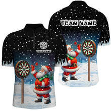 Load image into Gallery viewer, Funny Santa Playing Darts Custom Snow Background Men Dart Shirts, Christmas Dart Jerseys Dart Gift TDM2869