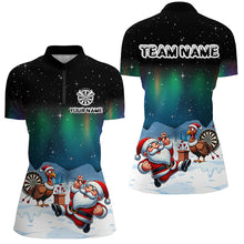 Load image into Gallery viewer, Funny Santa And Turkey Playing Darts Custom Dart Shirts For Women, Unique Christmas Dart Jerseys TDM2870