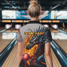 Load image into Gallery viewer, Personalized Dragon And Fire Bowling Shirts Polo &amp; 1/4 Zip For Women, Dragon Bowling Team Jerseys TDM3659