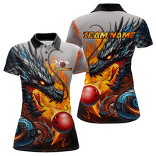 Load image into Gallery viewer, Personalized Dragon And Fire Bowling Shirts Polo &amp; 1/4 Zip For Women, Dragon Bowling Team Jerseys TDM3659
