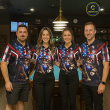 Load image into Gallery viewer, Funny Cat 8 Ball Billiard Shirt For Men Custom Vintage US Flag Pool Team Jersey Polo &amp; 1/4 Zip TDM5983