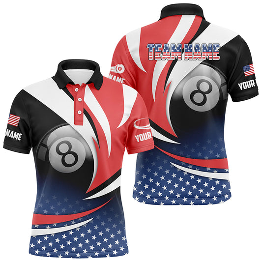 Personalized 8 Ball Pool American Flag Version Billiard Shirts For Men, Patriotic Billiard Jerseys TDM2135