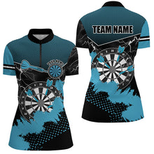 Load image into Gallery viewer, Personalized Blue Grunge Lightning Dart Shirts For Women Custom Dart Jerseys Team Uniform TDM2881