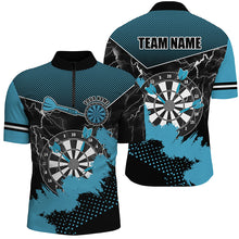 Load image into Gallery viewer, Personalized Blue Grunge Lightning Dart Shirts For Men Custom Dart Jerseys Team Uniform TDM2881