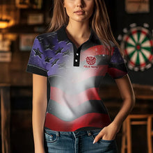 Load image into Gallery viewer, Personalized American Flag Eagle Darts Shirts For Women Custom Pride Patriotic Dart Jerseys |Black TDM2885