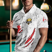 Load image into Gallery viewer, 9 Ball Pool Canada Flag White Grunge Custom Men's Billiard Shirt, Patriotic Pool Team Shirts TDM5139