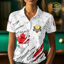 Load image into Gallery viewer, 9 Ball Pool Canada Flag White Grunge Custom Women's Billiard Shirt, Patriotic Pool Team Shirts TDM5139