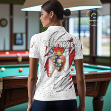 Load image into Gallery viewer, 9 Ball Pool Canada Flag White Grunge Custom Women's Billiard Shirt, Patriotic Pool Team Shirts TDM5139
