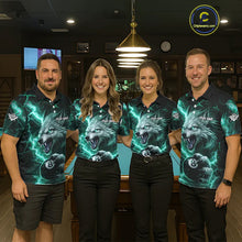 Load image into Gallery viewer, Turquoise 8 Ball Pool Wolf Lightning Billiard Shirt For Men Custom Billiard Jersey Polo &amp; 1/4 Zip TDM5615