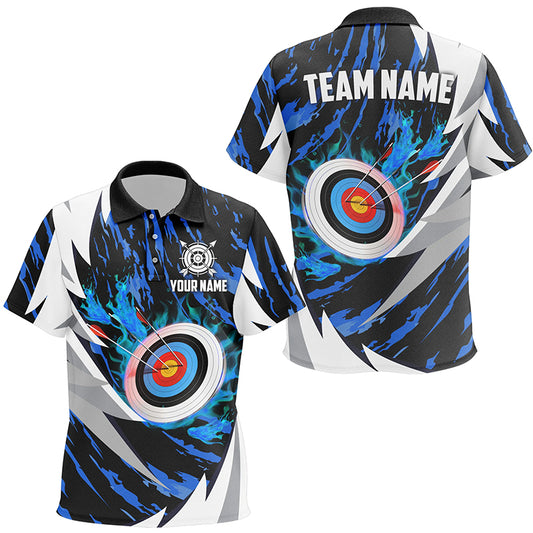 Personalized 3D Target Archery Thunder Pattern Kid Polo Shirts, Archery Team Jerseys Shirts |Blue TDM1026