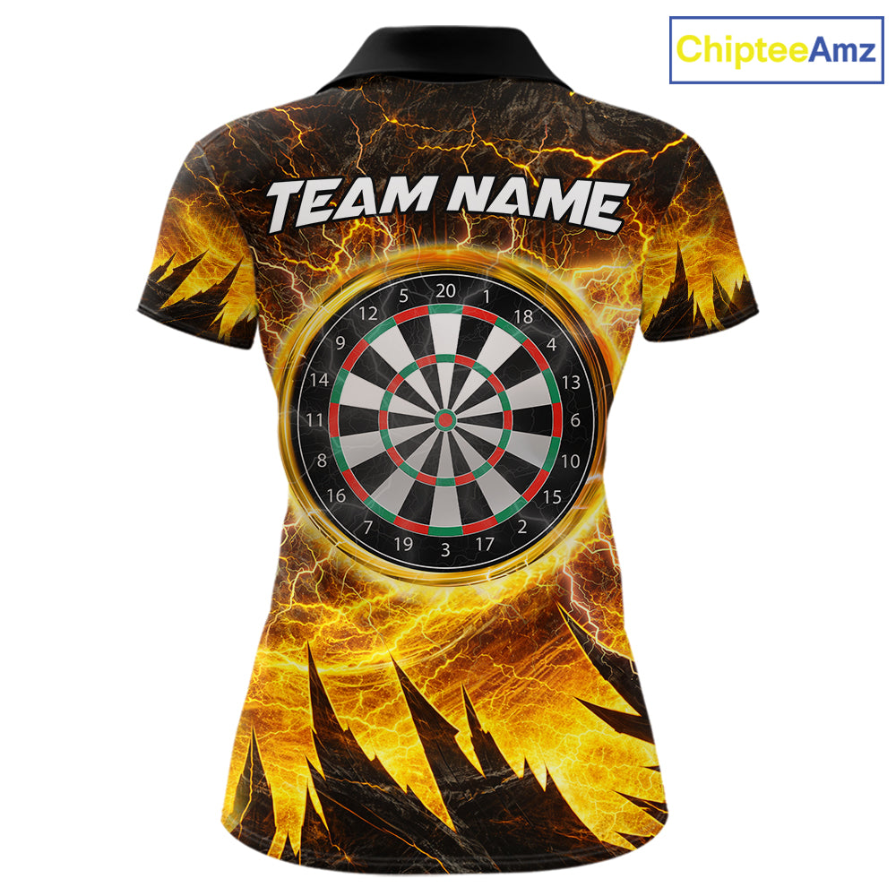 Personalized Yellow Darts Polo & 1/4 Zip For Women Custom Thunder Lightning Darts Team Jersey TDM6216