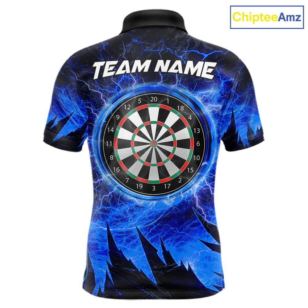 Personalized Blue Darts Polo & 1/4 Zip For Men Custom Thunder Lightning Darts Team Jersey TDM6217