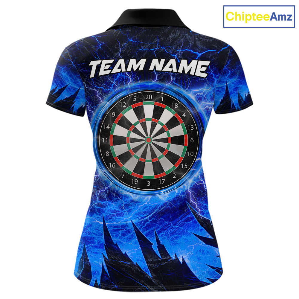 Personalized Blue Darts Polo & 1/4 Zip For Women Custom Thunder Lightning Darts Team Jersey TDM6217