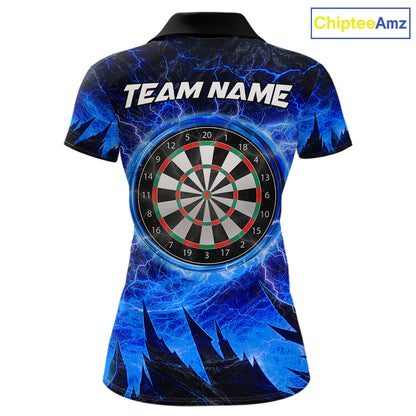 Personalized Blue Darts Polo & 1/4 Zip For Women Custom Thunder Lightning Darts Team Jersey TDM6217