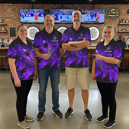 Personalized Purple Darts Polo & 1/4 Zip For Men Custom Thunder Lightning Darts Team Jersey TDM6218