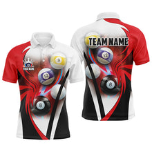 Load image into Gallery viewer, Personalized Billiard Tournament Shirts For Men Custom Team Name Billiard Balls Pool Jerseys |Red TDM2890