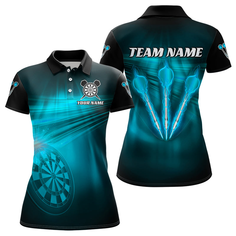 Personalized Blue Darts Flash Light Women Dart Polo & Quarter Zip Shirt, Dart Team Shirt Dart Jersey TDM3111