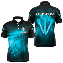 Load image into Gallery viewer, Personalized Blue Darts Flash Light Men Dart Polo &amp; Quarter Zip Shirt, Dart Team Shirt Dart Jersey TDM3111