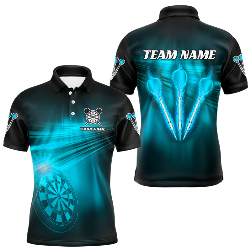 Personalized Blue Darts Flash Light Men Dart Polo & Quarter Zip Shirt, Dart Team Shirt Dart Jersey TDM3111