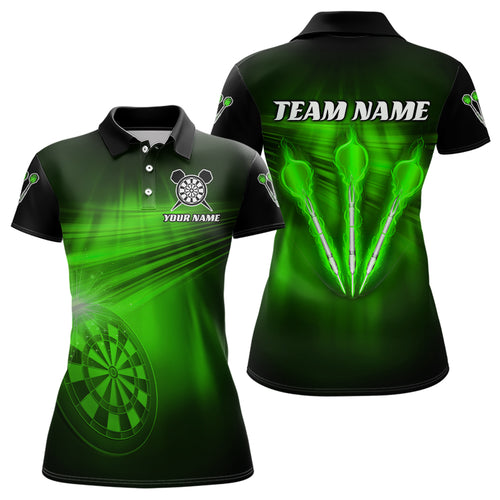 Personalized Green Darts Flash Light Women Dart Polo & Quarter Zip Shirt, Dart Team Shirt Dart Jersey TDM3112