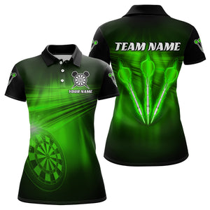 Personalized Green Darts Flash Light Women Dart Polo & Quarter Zip Shirt, Dart Team Shirt Dart Jersey TDM3112