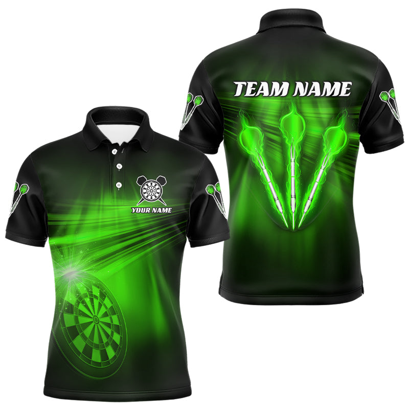 Personalized Green Darts Flash Light Men Dart Polo & Quarter Zip Shirt, Dart Team Shirt Dart Jersey TDM3112