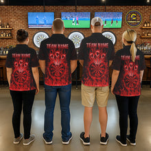 Load image into Gallery viewer, Red Flaming Skull Darts Polo &amp; Quarter Zip Custom Fire Darts Shirt For Men, Darts Team Jersey TDM5620
