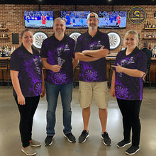 Load image into Gallery viewer, Purple Flaming Skull Darts Polo &amp; Quarter Zip Custom Fire Darts Shirt For Women, Darts Team Jersey TDM5622