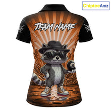 Load image into Gallery viewer, Funny Raccoon 8 Ball Billiard Shirt For Women Custom Orange Graffiti Pool Jersey Team Polo &amp; 1/4 Zip TDM5999