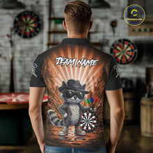 Load image into Gallery viewer, Orange Funny Raccoon Neon Graffiti Darts Shirt For Men Custom Darts Jersey Team Polo &amp; 1/4 Zip TDM6001