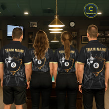 Load image into Gallery viewer, Black And Gold 8 Ball Crown Billiard Shirts For Men Custom Tribal Pool Team Jersey Polo &amp; 1/4 Zip TDM6229