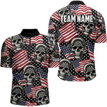 Load image into Gallery viewer, American Flag Skull Pattern Custom Dart Shirts For Men, Patriotic Cool Dart Jerseys Team Uniform TDM3126