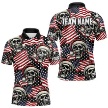 Load image into Gallery viewer, American Flag Santa Skull Custom Christmas Billiard Shirts For Men, Patriotic Xmas Billiard Jersey TDM3127