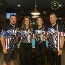Load image into Gallery viewer, Camo Grim Reaper 8 Ball Billiard Shirt For Women Custom American Flag Pool Team Jersey Polo, 1/4 Zip TDM6246