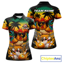 Load image into Gallery viewer, Funny Chicken Sunset Tropical Bowling Jersey For Women Custom Bowling Team Shirts Polo &amp; 1/4 Zip TDM6458