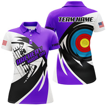 Load image into Gallery viewer, Personalized Purple Archery Jerseys Women Polo &amp; Quarter-Zip Shirts Custom Archery Bow Shirts TDM1952