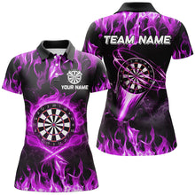 Load image into Gallery viewer, Purple 3D Printed Fire Flame Darts Shirts For Women Custom Lightning Darts League Team Jerseys TDM2662