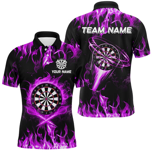 Purple 3D Printed Fire Flame Darts Shirts For Men Custom Lightning Darts League Team Jerseys TDM2662