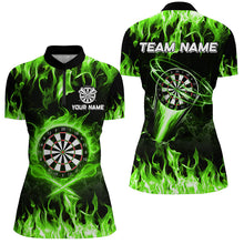 Load image into Gallery viewer, Green 3D Printed Fire Flame Darts Shirts For Women Custom Lightning Darts League Team Jerseys TDM2663