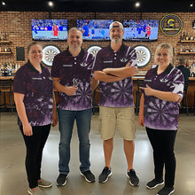 Load image into Gallery viewer, Purple Geometric Darts Shirt With Pocket Option Custom Women's Darts Jersey TDM5362