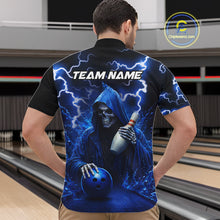 Load image into Gallery viewer, Blue Grim Reaper Bowling Shirt For Men Custom Lightning Team League Bowling Jersey Polo &amp; 1/4 Zip TDM5854