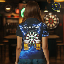 Load image into Gallery viewer, Blue Funny Beer Darts Shirt For Women Custom Lightning Darts Jersey Team Polo &amp; 1/4 Zip TDM5858