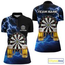 Load image into Gallery viewer, Blue Funny Beer Darts Shirt For Women Custom Lightning Darts Jersey Team Polo &amp; 1/4 Zip TDM5858