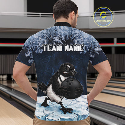 Funny Great Auk Icy Bowling Ball Shirts For Men Custom Snowflake Bowling Jersey, Gift For Bowlers NYN3172